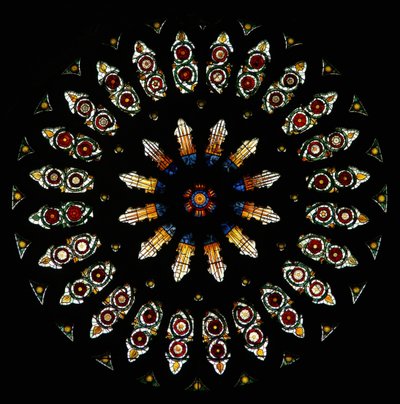 Rose window symbolising the union of the Houses of Lancaster and York by English School