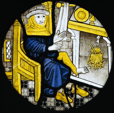 Roundel Depicting the Month of February, Late 15th Century (stained glass) by English School