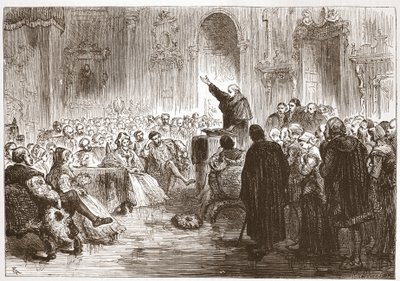 Roussel Preaching in the Louvre by English School