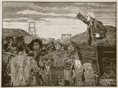 Rowland Hill preaching to the colliers of Kingswood, illustration from Cassell