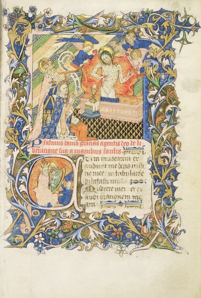 Crowned Figure Supported by Grey Bearded Saint Kneeling Before an Image of Pity, from the Psalter of Humphrey Duke of Gloucester by English School