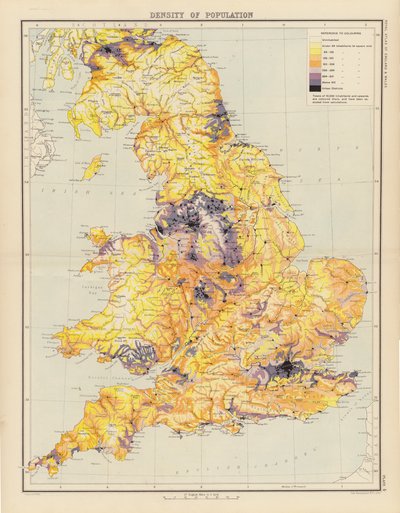 Royal Atlas, c 1900: Density of Population by English School