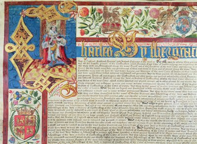 Royal Charter for the Company of Clothmakers in the Reign of Charles II (detail) by English School