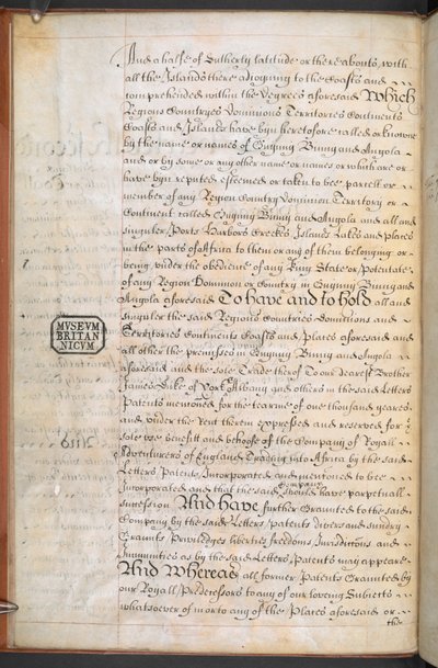 Royal Charter granted to the Royal English Merchant Adventurers Company trading to Africa by English School
