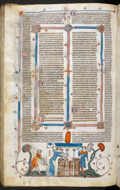 Bathing a Plague Victim and Marginal Decoration, illustration from 