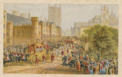 Royal Procession Approaching the New Houses of Parliament by English School