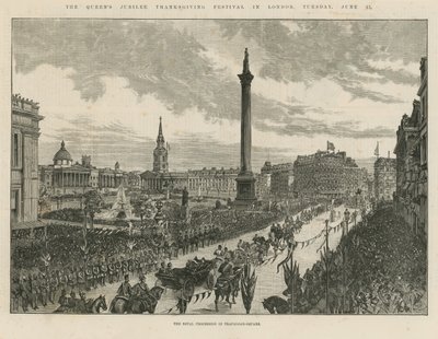 Royal Procession in Trafalgar Square by English School