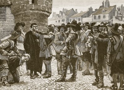 Royalist plotters at Salisbury insulting the Sheriff, illustration from Cassell