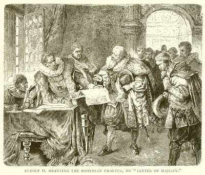 Rudolf II Granting the Bohemian Charter, or Letter of Majesty by English School