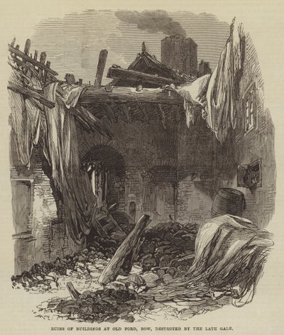 Ruins of Buildings at Old Ford, Bow, destroyed by the late Gale by English School