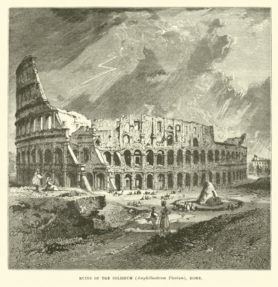 Ruins of the Coliseum, Amphitheatrum Flavium, Rome by English School