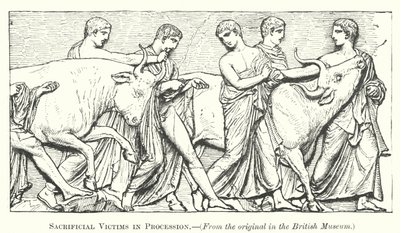 Sacrificial Victims in Procession by English School