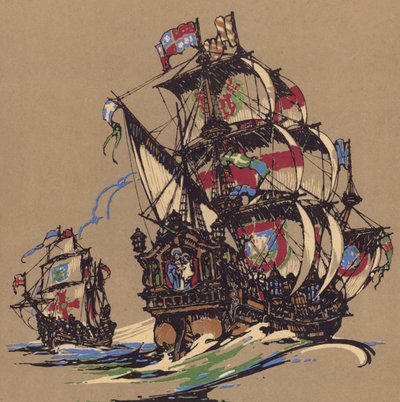 Sailing ships by English School