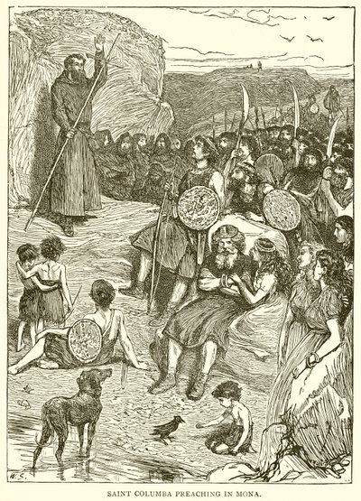 Saint Columba Preaching in Mona by English School