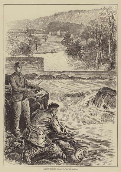 Salmon Fishing near Taymouth Castle by English School
