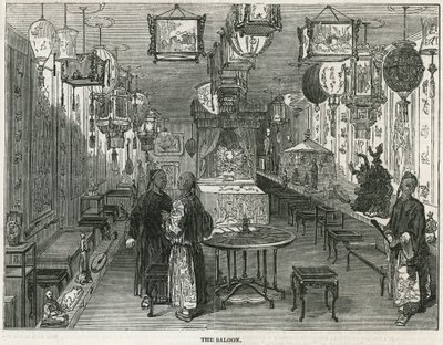 Saloon of Chinese junk brought to London as a curiosity by English School