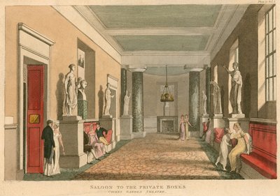 Saloon to the private boxes at Covent Garden Theatre, London by English School