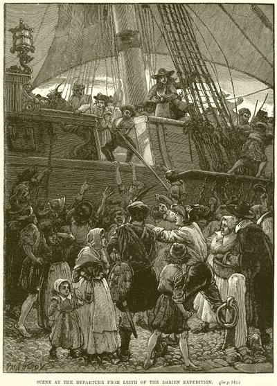 Scene at the Departure from Leith of the Darien Expedition by English School