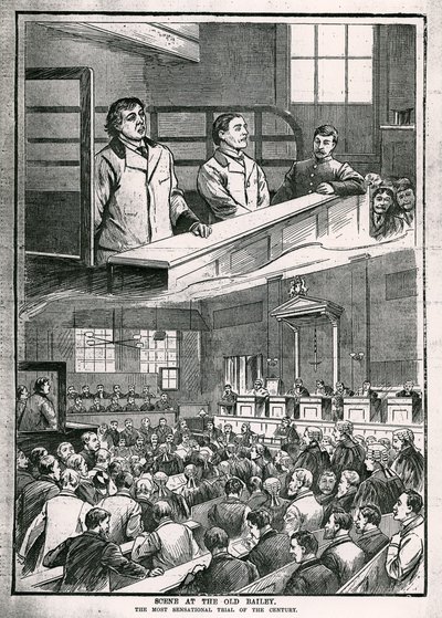 Scene at the Old Bailey: The most sensational trial of the century - Oscar Wilde by English School