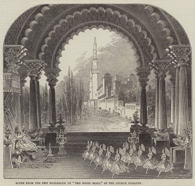Scene from the New Burlesque of "The Magic Horn," at the Lyceum Theatre by English School