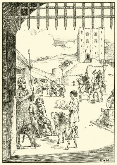Scene in a Castle Courtyard by English School