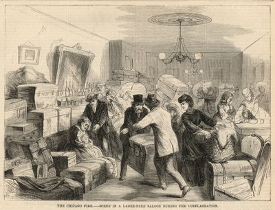 Scene in a Lager-Beer Saloon During the Conflagration by English School