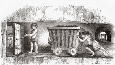 Scene inside an English coal mine, early 19th century by English School