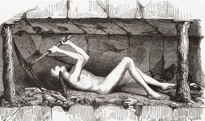 Scene inside an English coal mine, early 19th century by English School