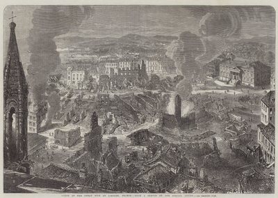 Scene of the Great Fire at Limoges, France by English School