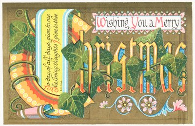 Scroll and Ivy, Christmas Card by English School