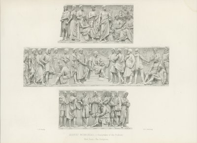 Sculptures on the Podium of the Albert Memorial (engraving) by English School