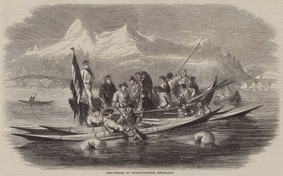 Seal-Fishing at Kingigtorssuak, Greenland (engraving) by English School