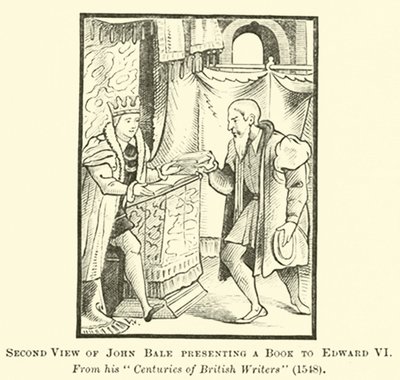 Second View of John Bale presenting a Book to Edward VI by English School