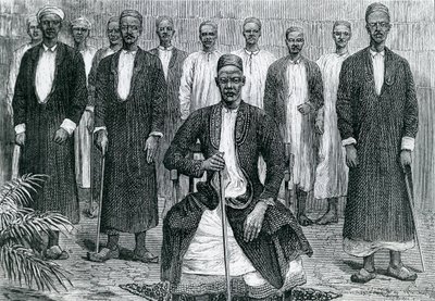 Sekebobo Chief of Chagwe, Mtesa Chief of Uganda, Chambarango and Pokino the Prime Minister (engraving) by English School