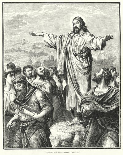 Sending out the Twelve Apostles (engraving) by English School