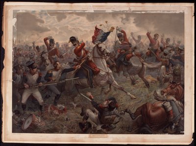 Sergeant Evert capturing the French colours during the charge of the Scots Greys at the Battle of Waterloo, 18th June 1815, c.1908 by English School