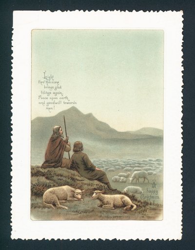 Shepherd and sheep by English School