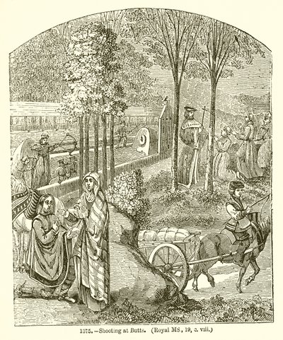 Shooting at Butts (Royal MS, 19, o. Viii) by English School