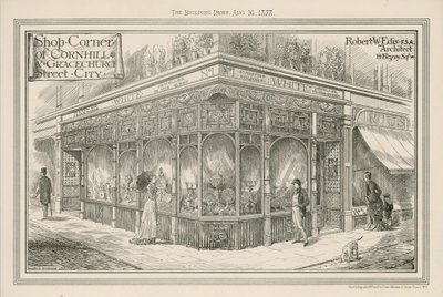 Shop corner of Cornhill and Gracechurch Street, City, London by English School