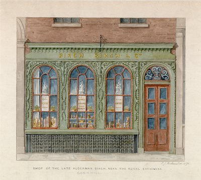 Shop of the late Alderman Birch near the Royal Exchange. 1871 by English School