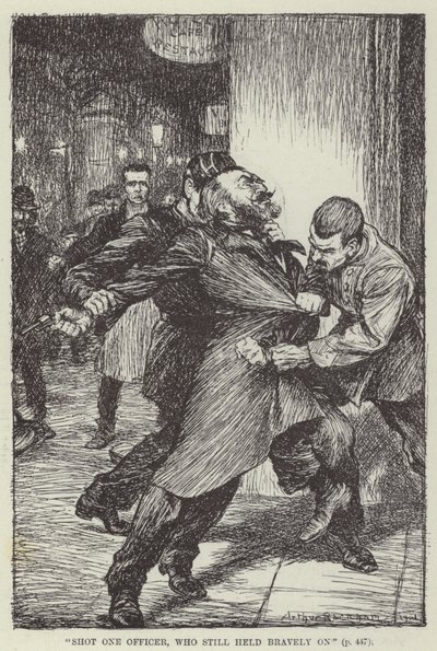 Shot one officer, who still held bravely on by English School