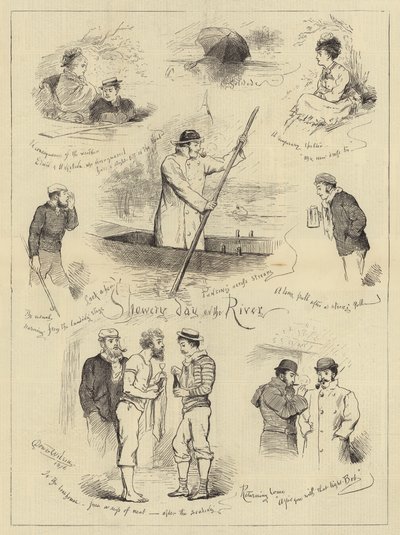 Showery Day on the River by English School