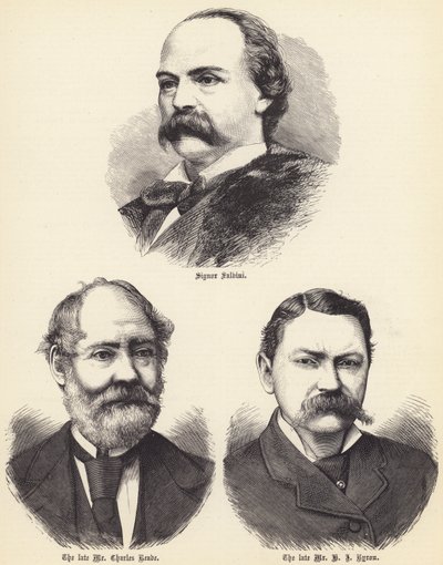 Signor Salvini, the late Mr Charles Reade, the late Mr H J Byron (engraving) by English School