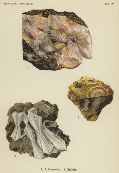 Silicates (zeolite group), natrolite, stilbite by English School