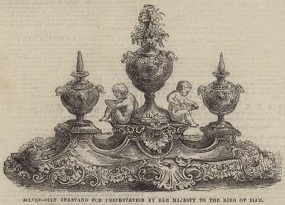 Silver-Gilt Inkstand for Presentation by Her Majesty to the King of Siam by English School