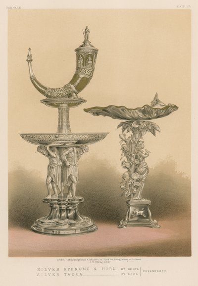 Silver Epergne and Horn; Silver Tazza by English School