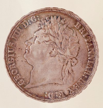 Silver English Crown, Reign of King George IV (1820-1830). Diam. 3.7 cm Naples, Museo Archeologico by English School