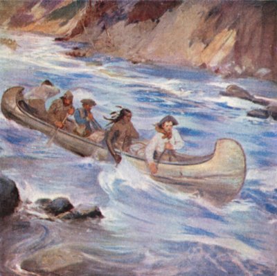 Simon Fraser shooting the rapids of the Fraser River by English School