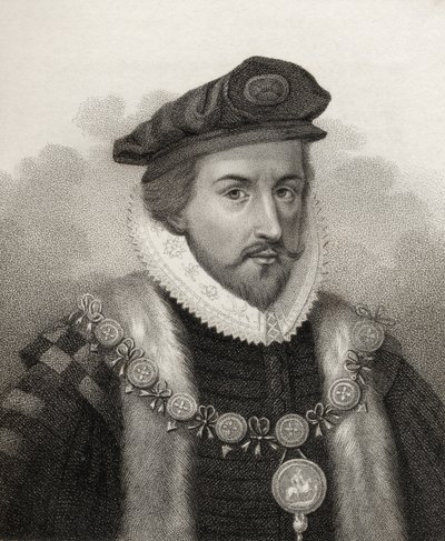 Sir Christopher Hatton, engraved by Bocquet, illustration from 