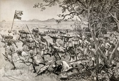 Sir Henry Morton Stanley and His Men Finally Emerging from the Forest onto the Grassland in 1887, During Their Emin Pasha Relief Expedition in Africa by English School